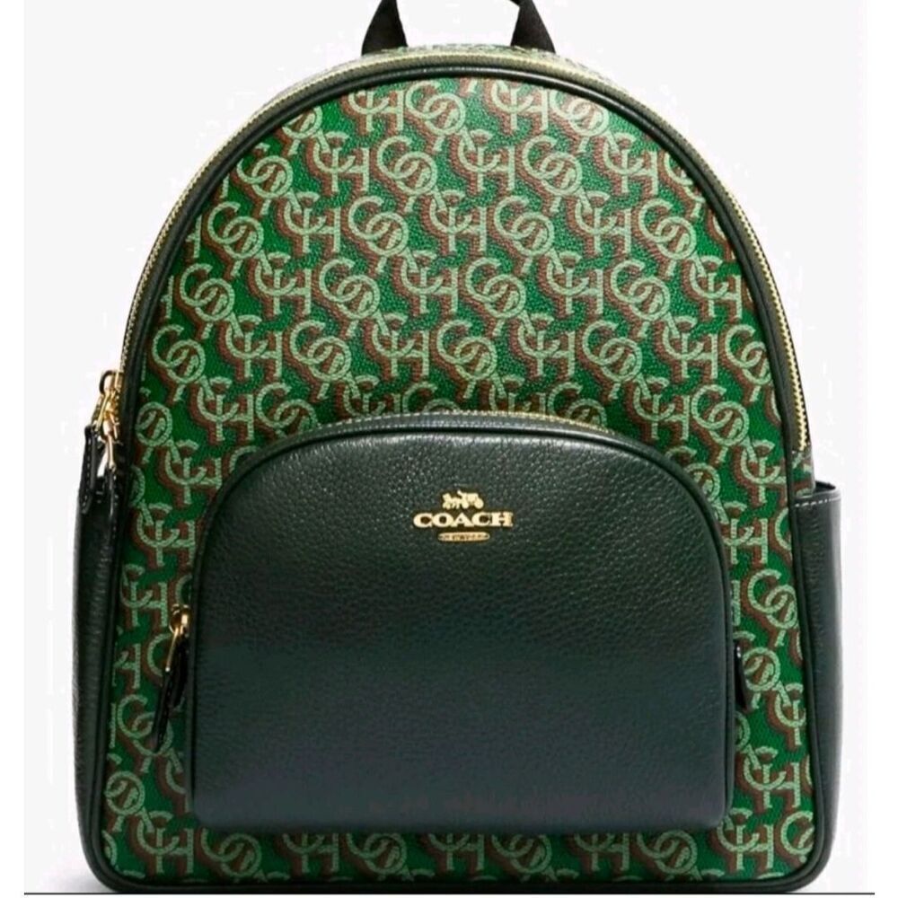 🆕NWT! Coach Monogram Court Backpack Green Msrp:$450.00